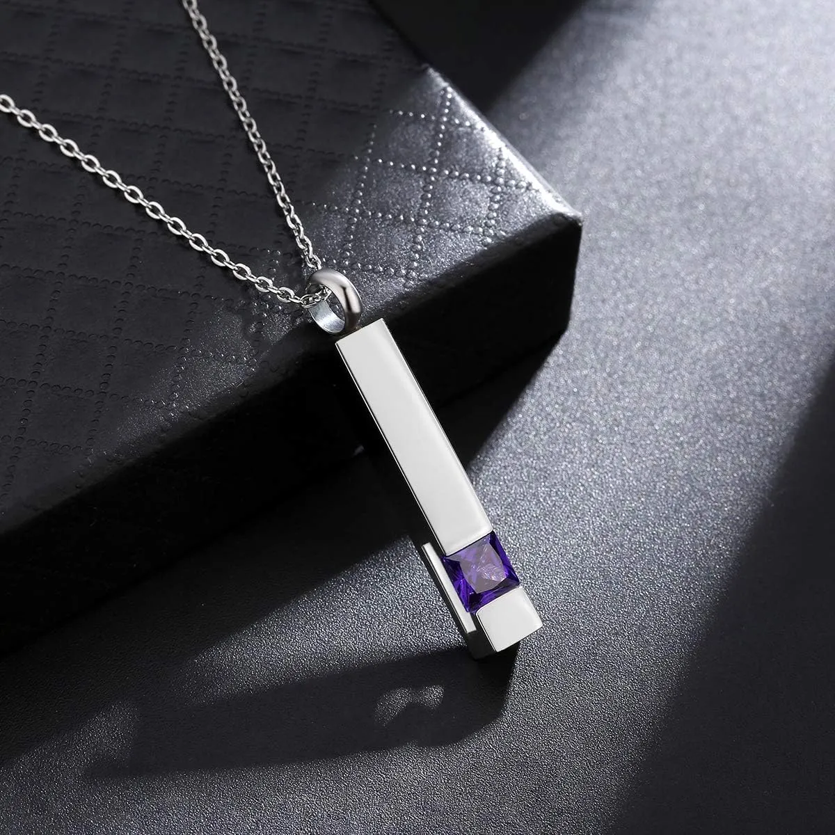 Vertical Bar Zircon Cremation Jewelry for Ashes Men Women Urn Necklace for Ashes Mom Dad Grandpa Grandma 