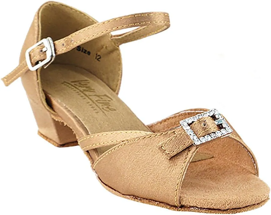 Very Fine Ballroom Latin Tango Salsa Dance Shoes for Girls - 1720G - 1.5 inch Heel-Brown Satin - Size - 1.5 M