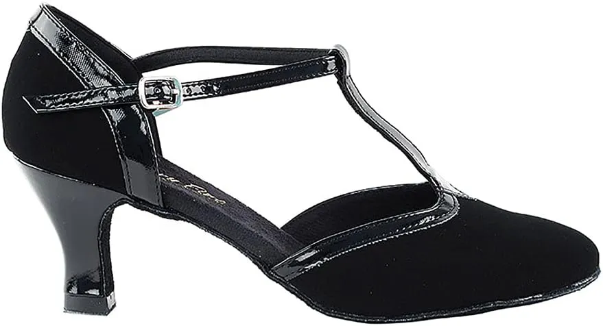 Very Fine Dance Shoes - Ladies Practice, Cuban Low Heel, Waltz Ballroom Dance Shoes - 9627-2.5-inch Heel and Foldable Brush Bundle