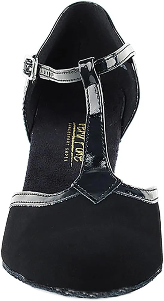 Very Fine Dance Shoes - Ladies Practice, Cuban Low Heel, Waltz Ballroom Dance Shoes - 9627-2.5-inch Heel and Foldable Brush Bundle