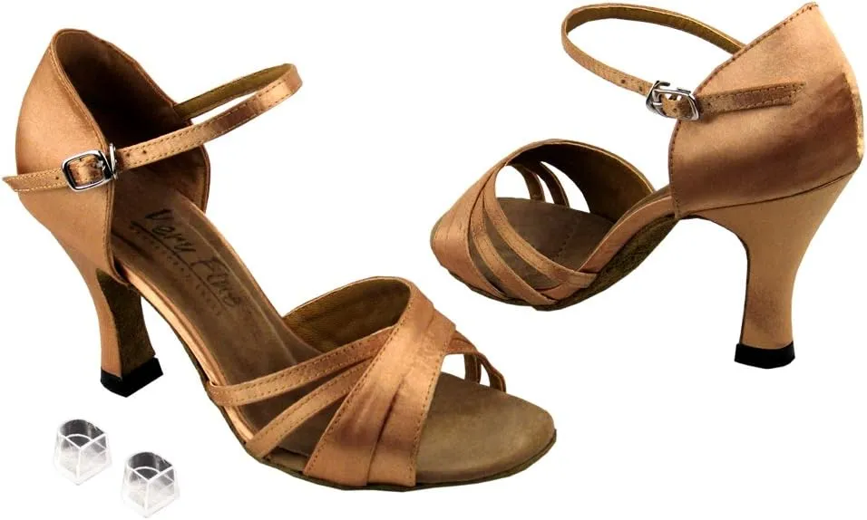 Very Fine Ladies Women Ballroom Dance Shoes EK6030 Brown Satin 2.5" Heel (6M)