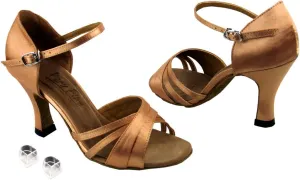 Very Fine Ladies Women Ballroom Dance Shoes EK6030 Brown Satin 2.5" Heel (6M)
