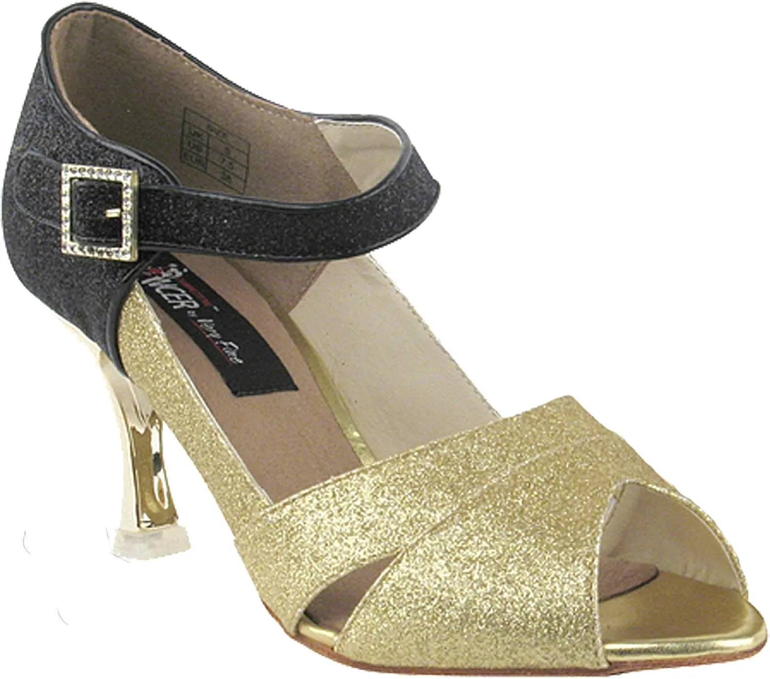 Very Fine Salsa Ballroom Professional Competition Dance Shoes CD3010 with Dance Shoe Heel Protectors 3"