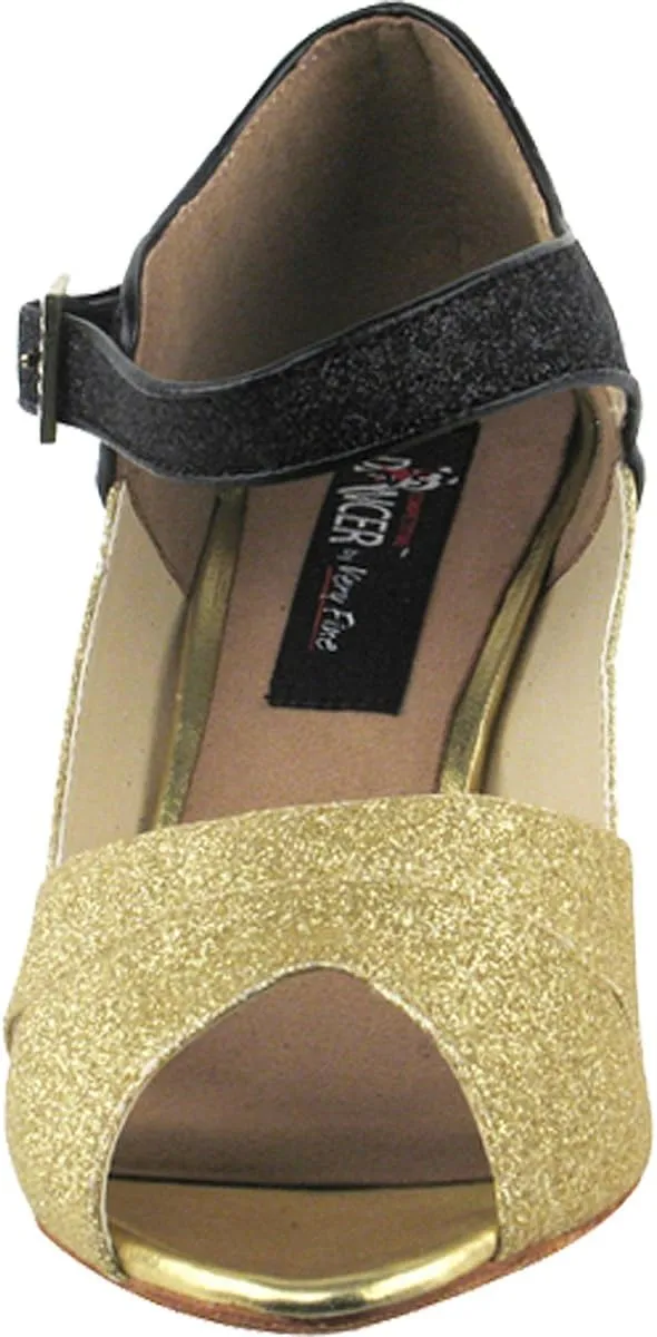 Very Fine Salsa Ballroom Professional Competition Dance Shoes CD3010 with Dance Shoe Heel Protectors 3"