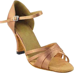 Very Fine Women's Ballroom Dance Shoes Tango Wedding Salsa Dance Shoes Brown Satin 6030EB Comfortable Dance Shoes 3" Heel 10 M US [Bundle of 5]