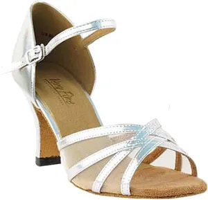 Very Fine Women's Ballroom Dance Shoes Tango Wedding Salsa Dance Shoes Silver Leather & Flesh Mesh 6027EB Comfortable Dance Shoes 3" Heel 7 M US [Bundle of 5]