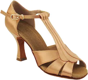 Very Fine Women's Ballroom Dance Shoes Tango Wedding Salsa Dance Shoes Tan Satin S2806EB Comfortable Dance Shoes 2.5" Heel 7.5 M US [Bundle of 5]