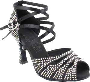 Very Fine Women's Ballroom Dance Shoes Wedding Salsa Dance Shoes Black tan Satin S1007CCEB Comfortable Dance Shoes 3" Heel 5.5 M US [Bundle of 5]