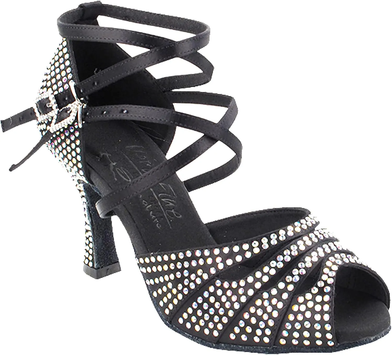 Very Fine Women's Ballroom Dance Shoes Wedding Salsa Dance Shoes Black tan Satin S1007CCEB Comfortable Dance Shoes 3" Heel 5.5 M US [Bundle of 5]