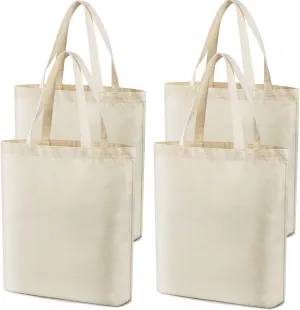 Veyist 4 Pcs Reusable Large Canvas Tote Bags, Blank Multi-purpose Canvas Bags, Suitable for DIY Project, Grocery, Shopping.