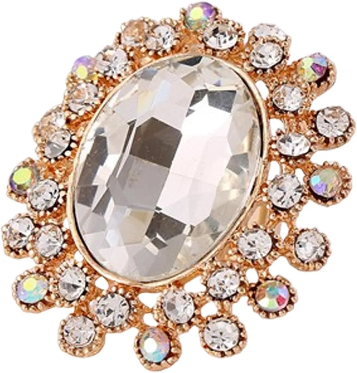 Vintage Rhinestone Glass Finger Rings,Fashion Crystal Adjustable Open Wrap Knuckle Ring Boho Big Oval Stackable Rings Statement Ring Engagement Wedding Cocktail Party Rings Jewelry