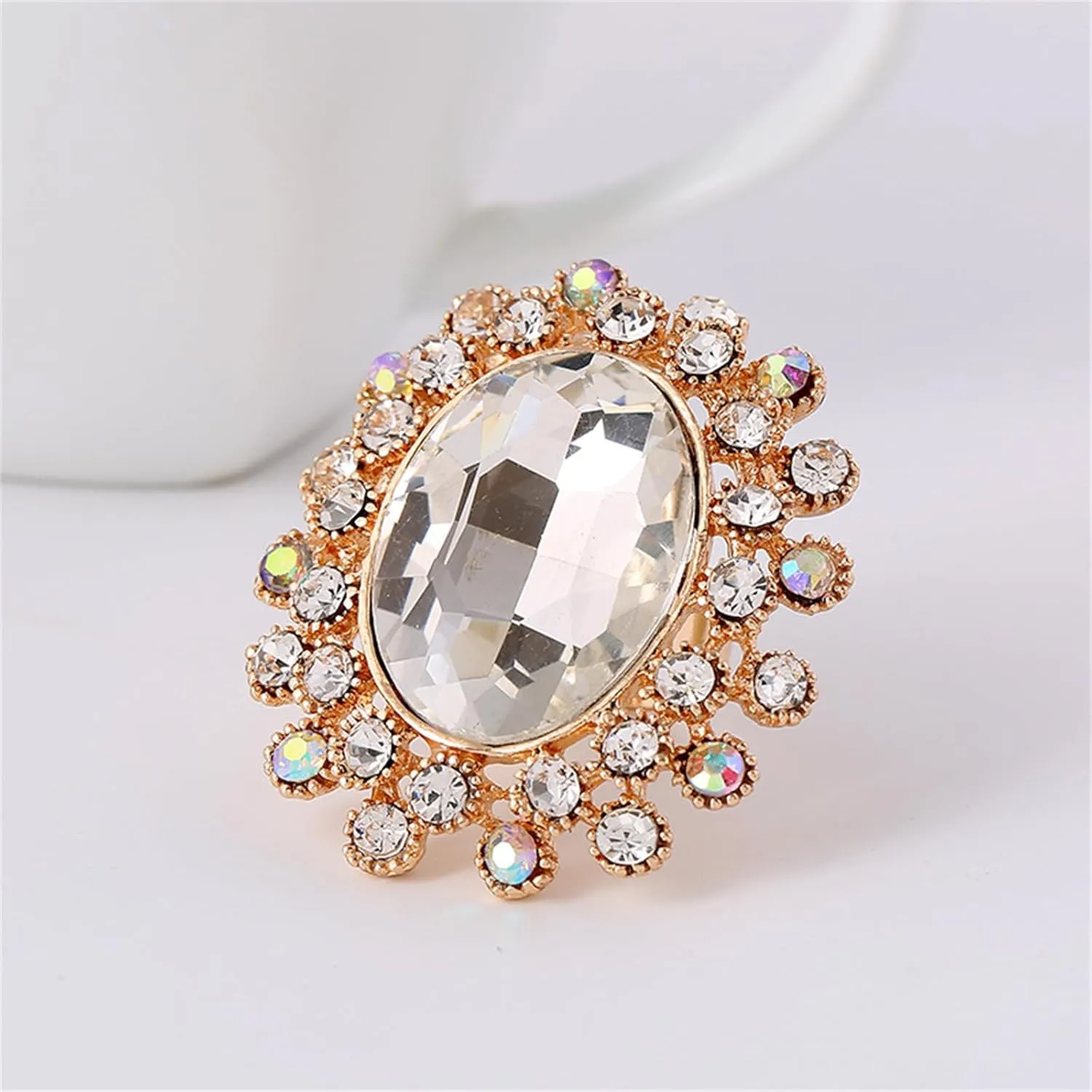 Vintage Rhinestone Glass Finger Rings,Fashion Crystal Adjustable Open Wrap Knuckle Ring Boho Big Oval Stackable Rings Statement Ring Engagement Wedding Cocktail Party Rings Jewelry