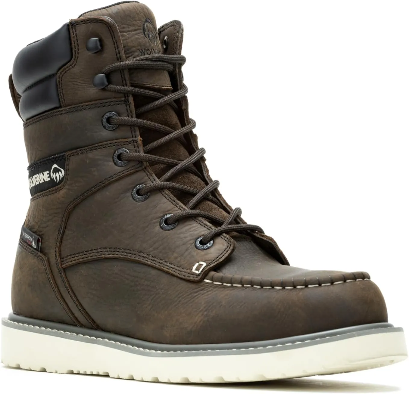 WOLVERINE Men's Trade Wedge Waterproof Steel Toe 8" Construction Boot