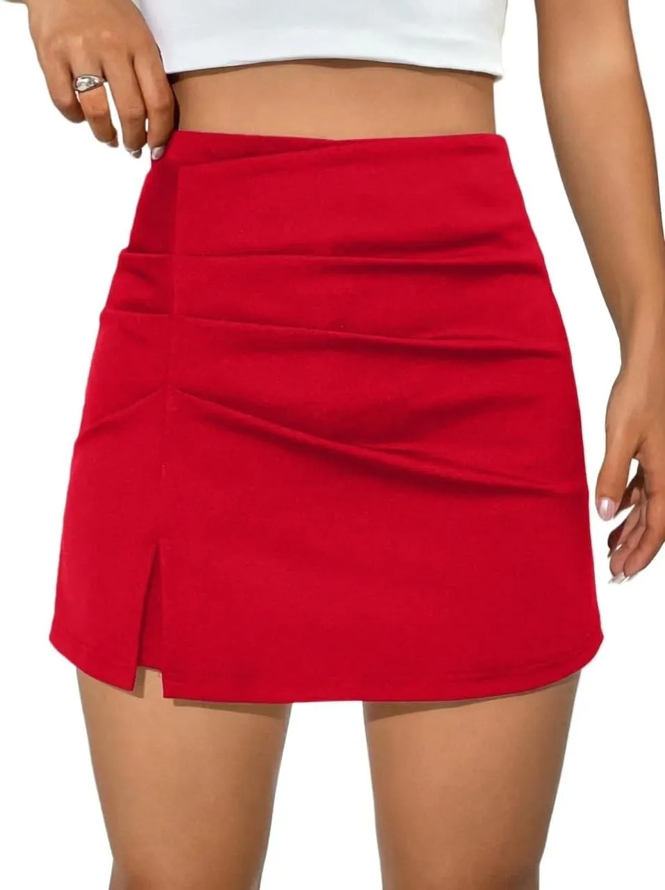 Women 2025 Summer Casual Shorts High Waist Slit Skort