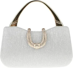 Women Clutch Purses Evening Tote Bag Pleated Crystal Clutch Bag Chain Strap for Wedding Party