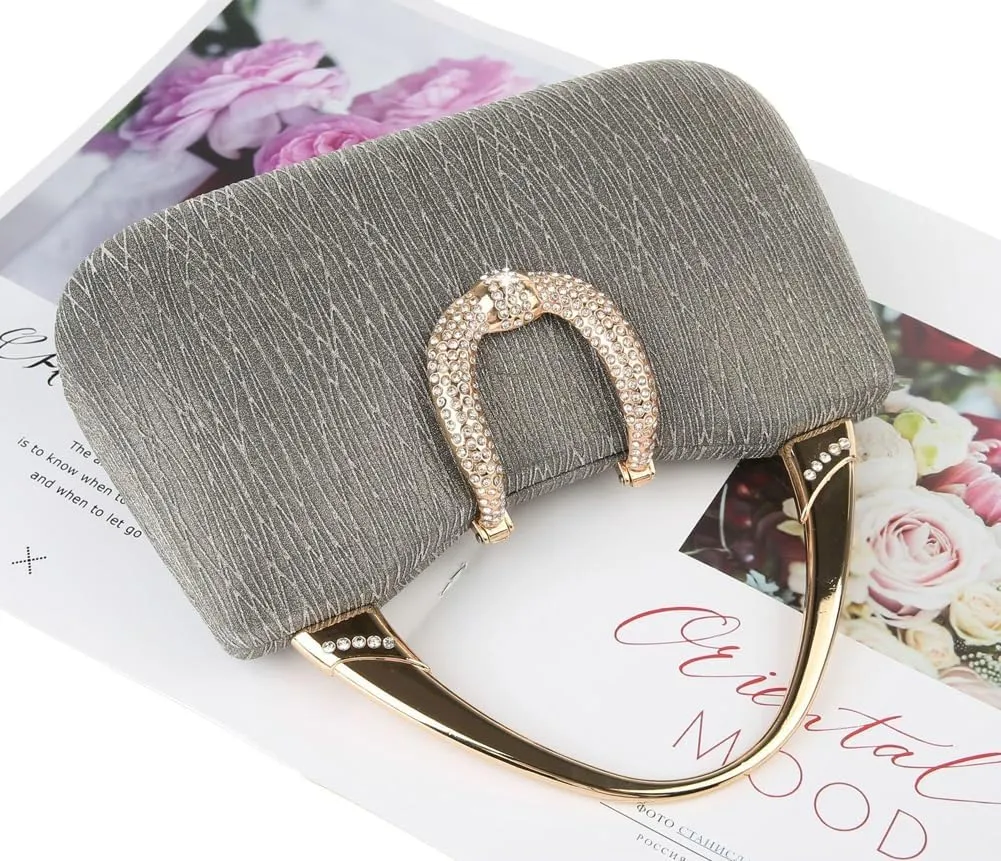 Women Clutch Purses Evening Tote Bag Pleated Crystal Clutch Bag Chain Strap for Wedding Party
