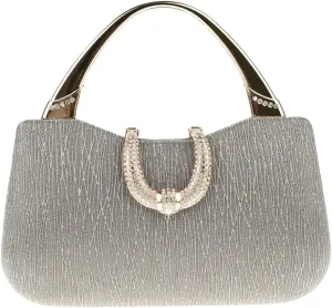 Women Clutch Purses Evening Tote Bag Pleated Crystal Clutch Bag Chain Strap for Wedding Party