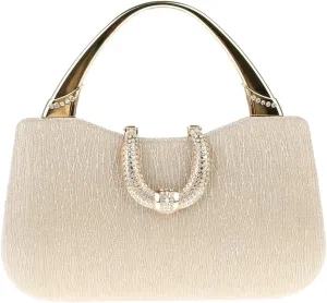 Women Clutch Purses Evening Tote Bag Pleated Crystal Clutch Bag Chain Strap for Wedding Party