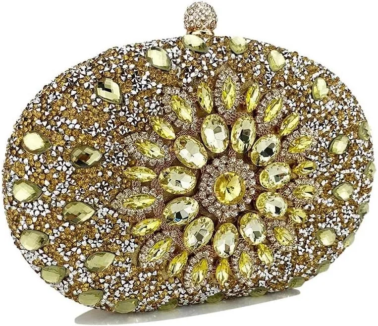 Women Crystal Evening Bags Wedding Metal Clutches Party Cocktail Purse and Handbag