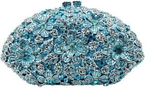 Women Evening Handbag Solid Crystal Flower Purses Chain Wedding Wallet Clutches Bags