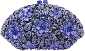 Women Evening Handbag Solid Crystal Flower Purses Chain Wedding Wallet Clutches Bags