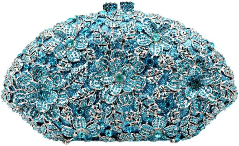 Women Evening Handbag Solid Crystal Flower Purses Chain Wedding Wallet Clutches Bags