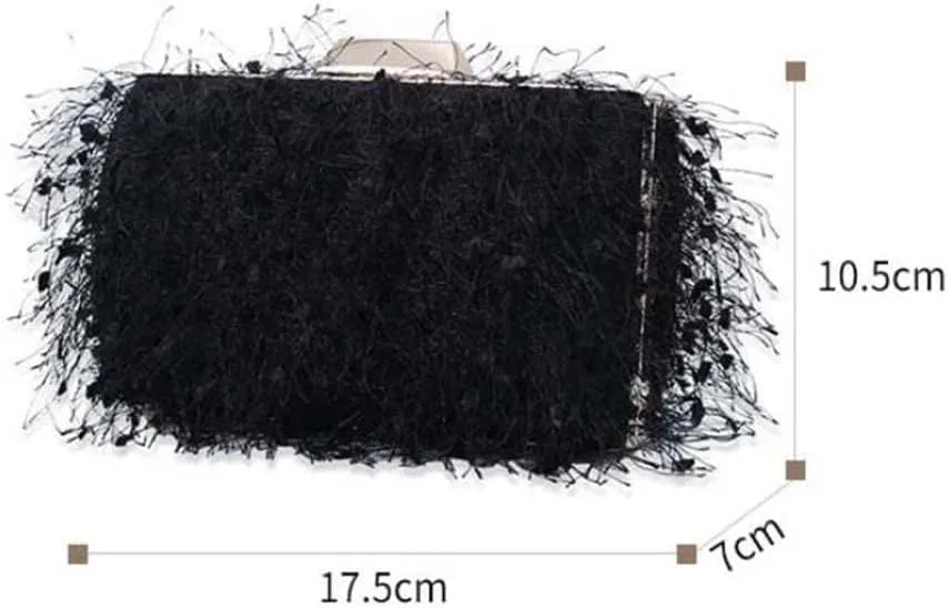 Women Handbag Clutch Bag with Tassels for Women, Wedding Banquet Party Handbag, Elegant Shoulder Bag Evening Bag (Color : Gray)