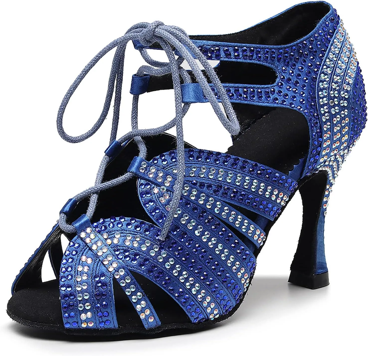 Women Rhinestone Dance Shoes Ballroom Latin Salsa Bachata Wedding Party Boots Performance Dancing High Heels