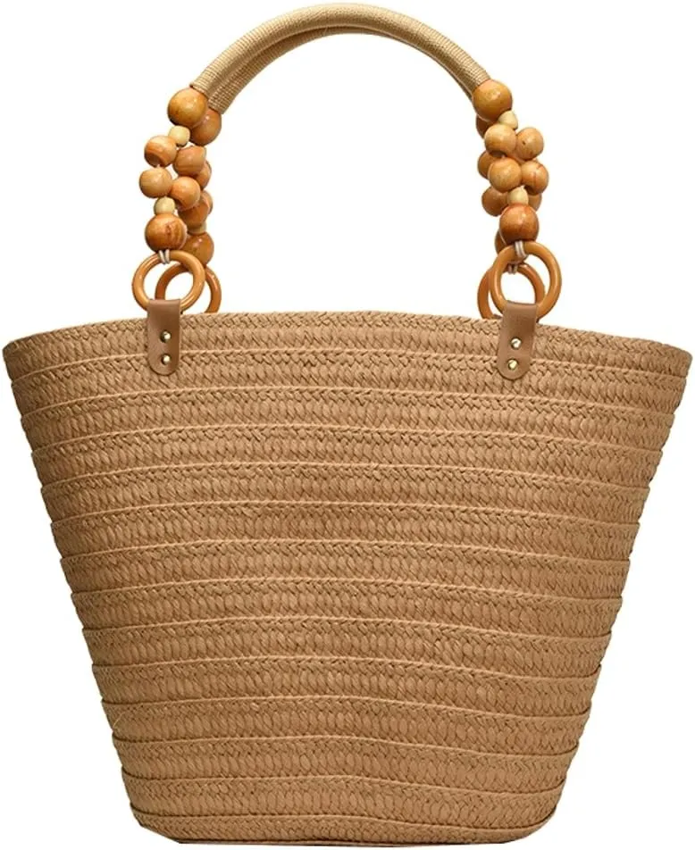 Women summer Beach Bags for Women Straw Tote Bag Top Handle Handbag for Travel Casual Bucket Purse Boho Shoulder Bag