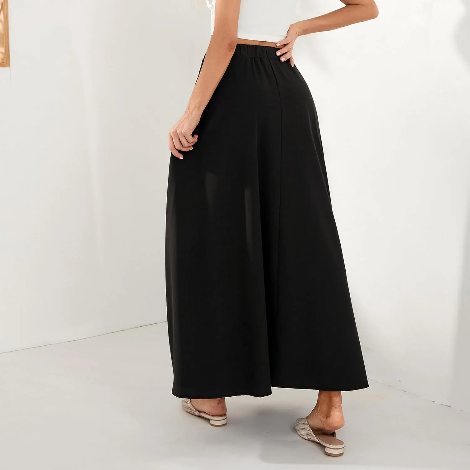 Women Y2K Bohemian Long Skirt Floral Elastic High Waist Pleated Flowy Maxi Skirt Summer Casual A Line Skirt