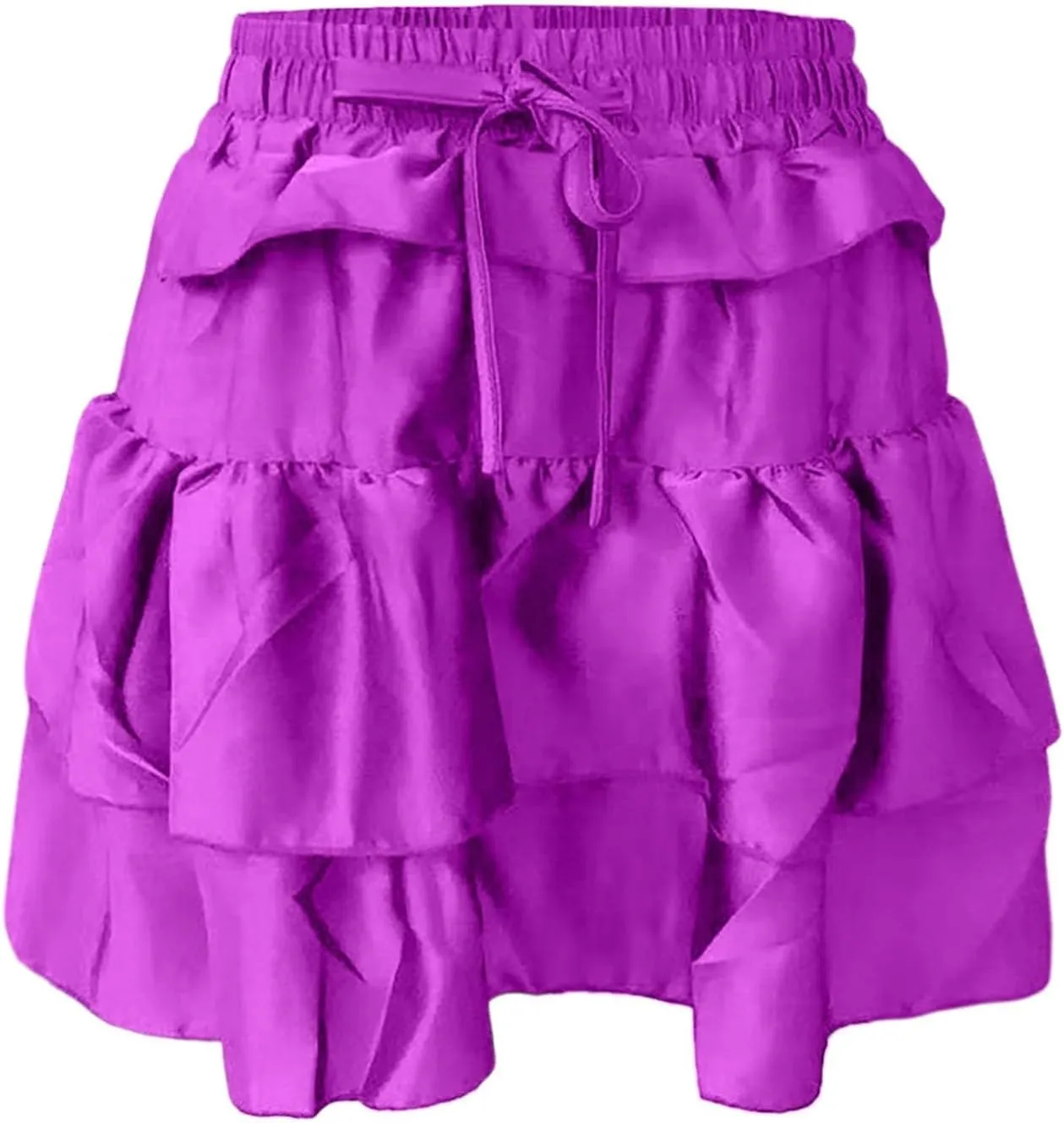 Women Y2K Mini Skirts Cute Ruffled Hem Fairy Layered Short Skirts High Waist Flowy Tiered Short Pleated Micro Shorts