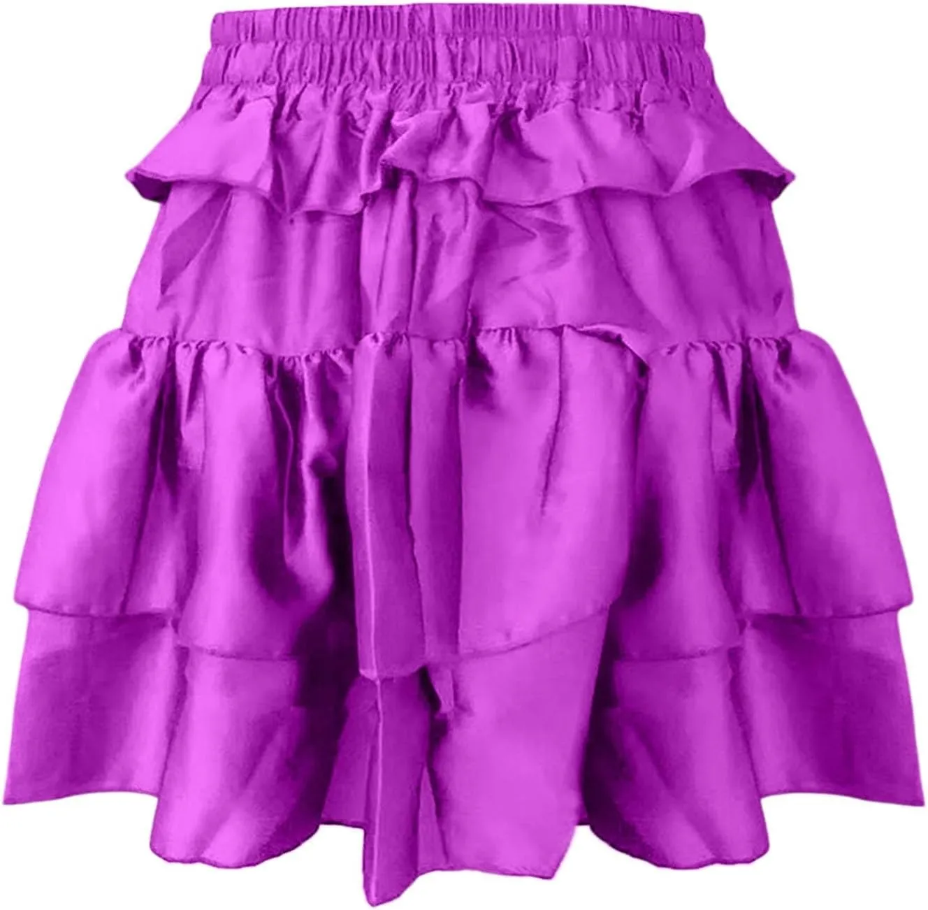 Women Y2K Mini Skirts Cute Ruffled Hem Fairy Layered Short Skirts High Waist Flowy Tiered Short Pleated Micro Shorts