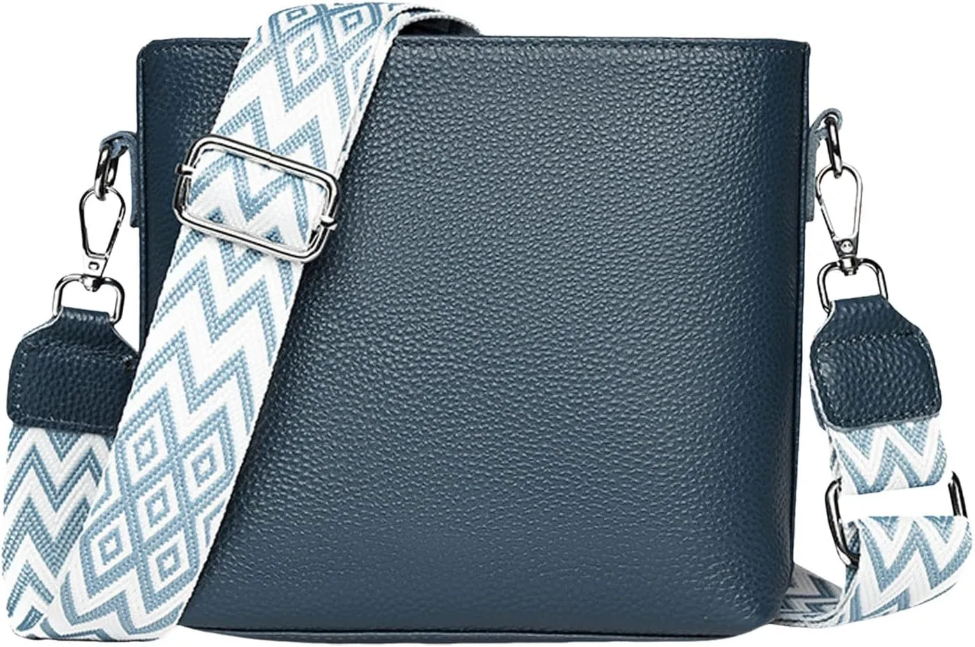 Women's Bag Wide Shoulder Strap Textured Soft Leather Crossbody Bag over The Shoulder Bags for Women (Blue, One Size)
