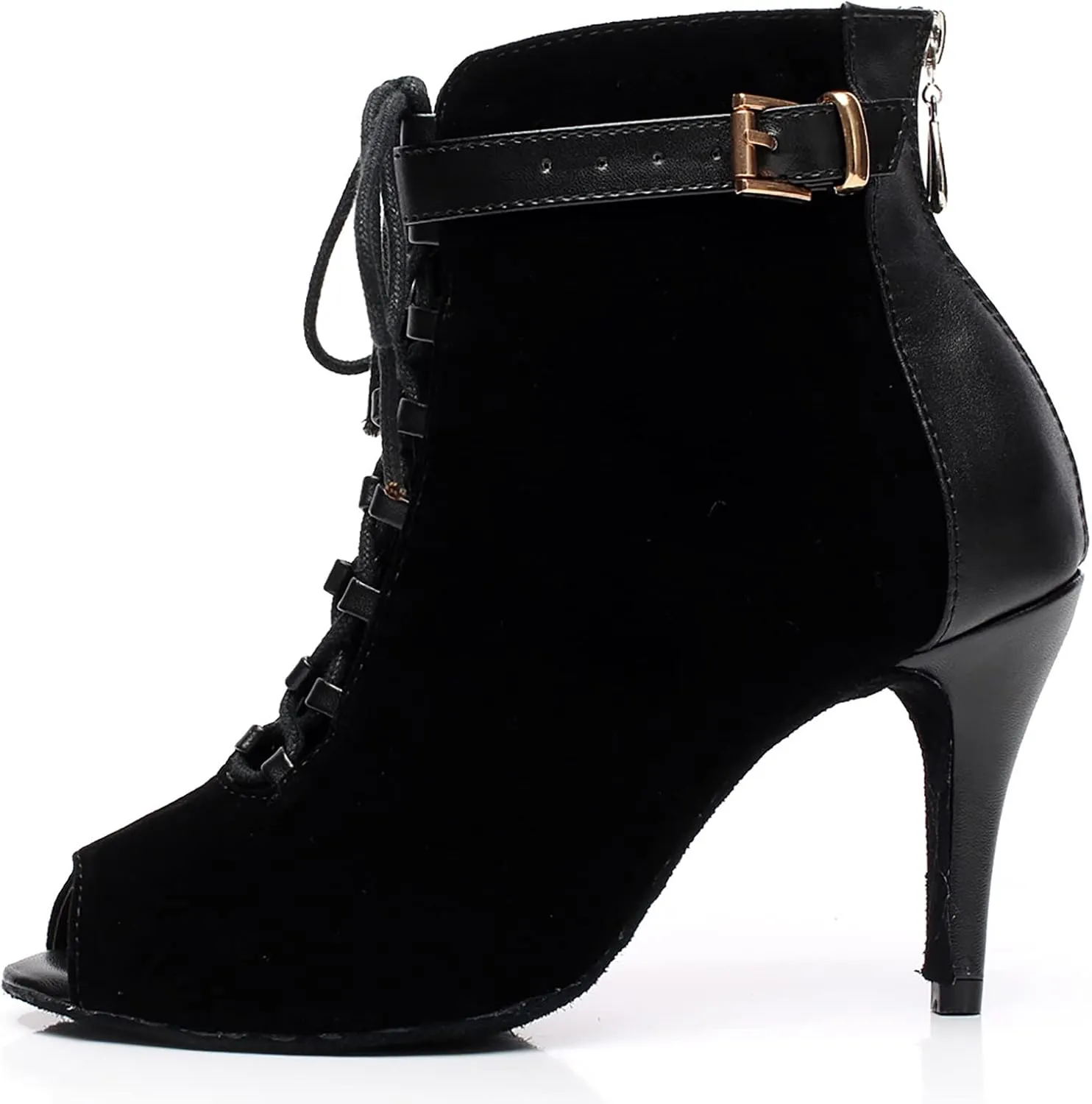 Women's Ballroom Dance Shoes Latin Salsa Dancing Shoes Cross Strap High Heels Performance Dance Boots