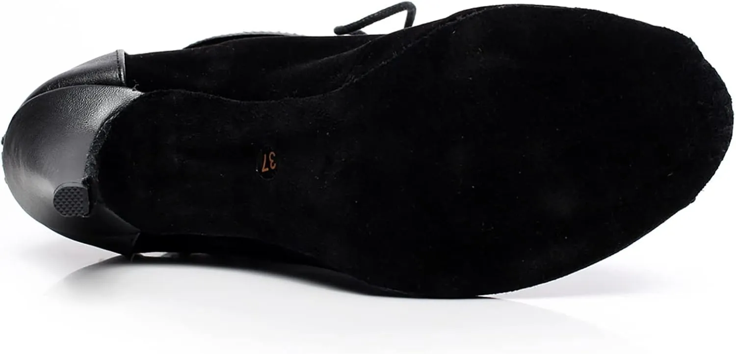 Women's Ballroom Dance Shoes Latin Salsa Dancing Shoes Cross Strap High Heels Performance Dance Boots