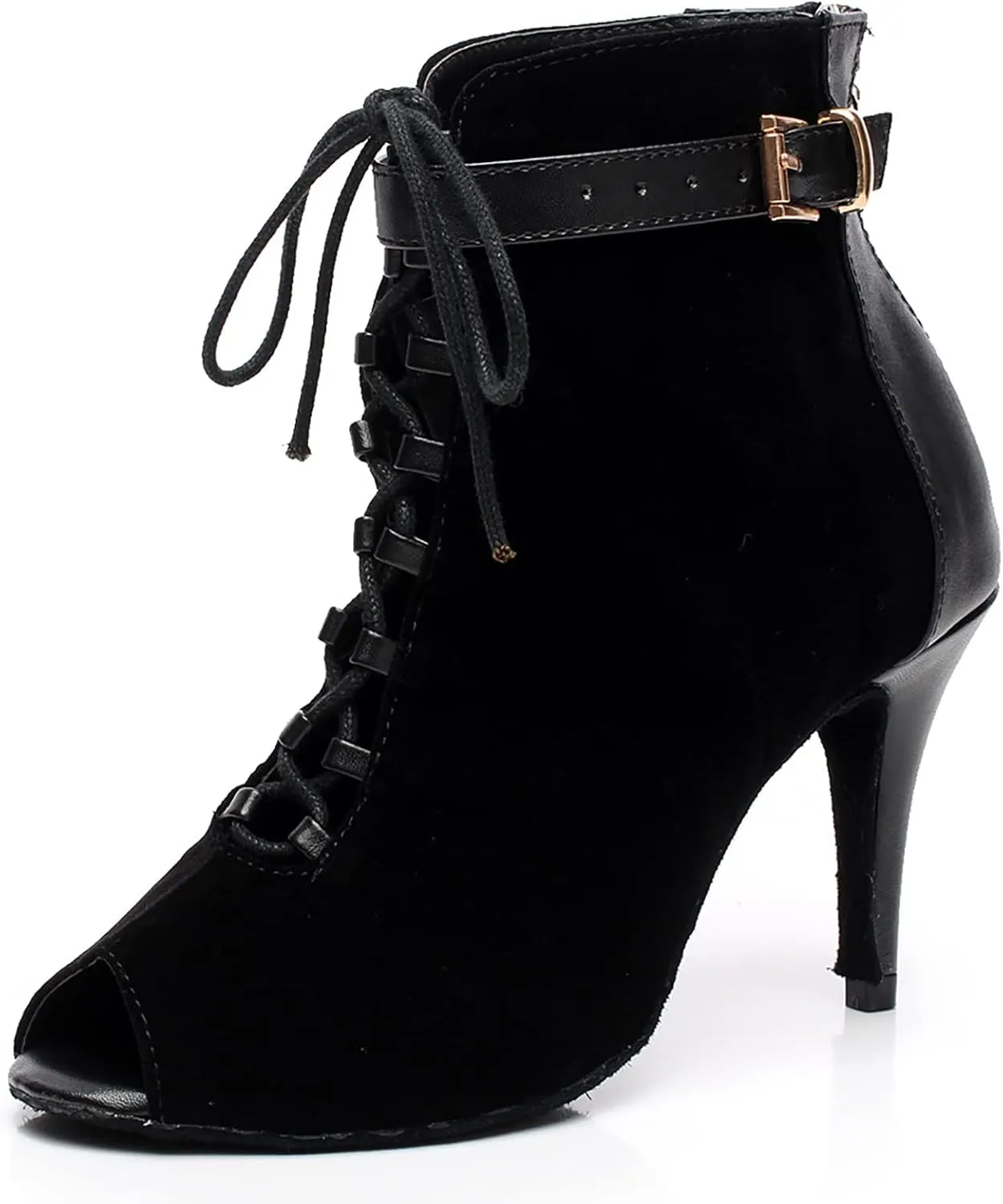 Women's Ballroom Dance Shoes Latin Salsa Dancing Shoes Cross Strap High Heels Performance Dance Boots