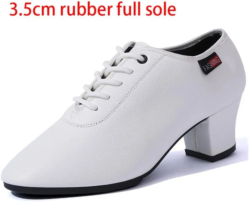 Women's Ballroom Dance Shoes, Low Heels Salsa Tango Practice Dancing Shoes Leather Stage Dance Shoes