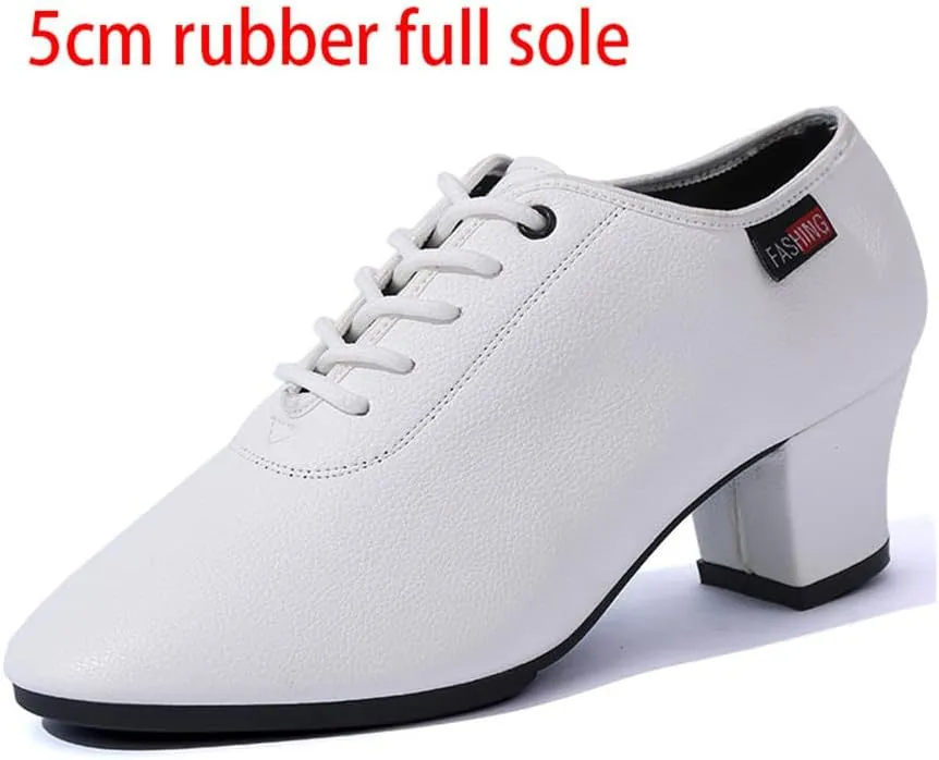 Women's Ballroom Dance Shoes, Low Heels Salsa Tango Practice Dancing Shoes Leather Stage Dance Shoes