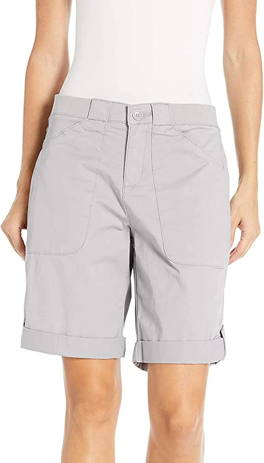 Women's Bermuda Shorts Casual High Waist Shorts Relaxed Fit Summer Pleated Cargo Button Shorts with Pockets