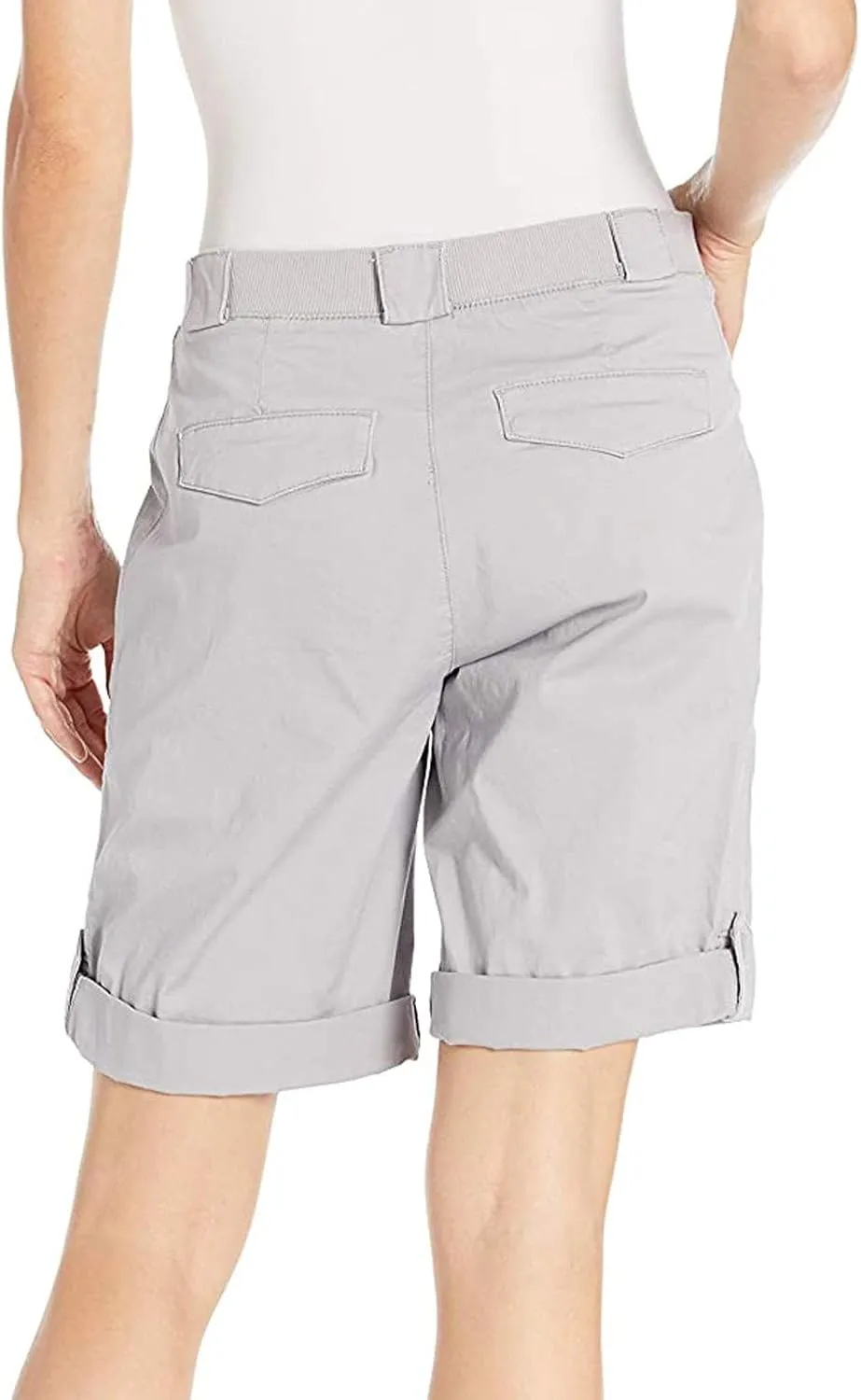 Women's Bermuda Shorts Casual High Waist Shorts Relaxed Fit Summer Pleated Cargo Button Shorts with Pockets