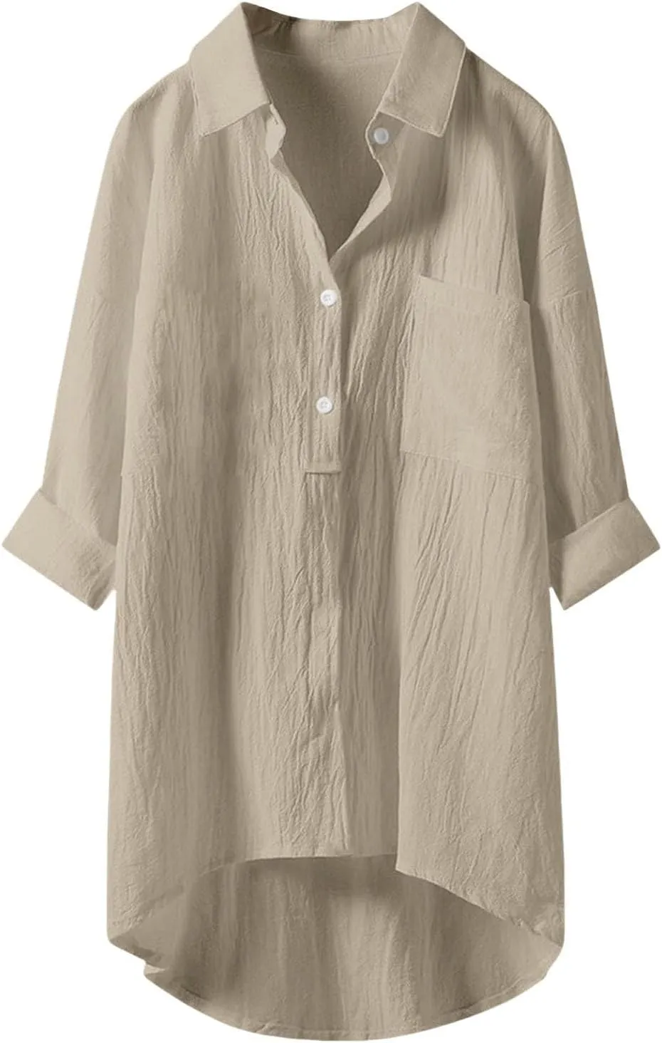 Womens Button Shirt Dresses Daily Casual High Low Irregular Hem Short/Half Sleeve Blouse Loose Summer Linen Tops 2025
