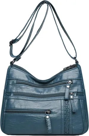 Women's Canvas Tote Bags with Zipper Stadium Crossbody Messenger Bags for Concerts Sporting Events Gifts for Mom(Blue)