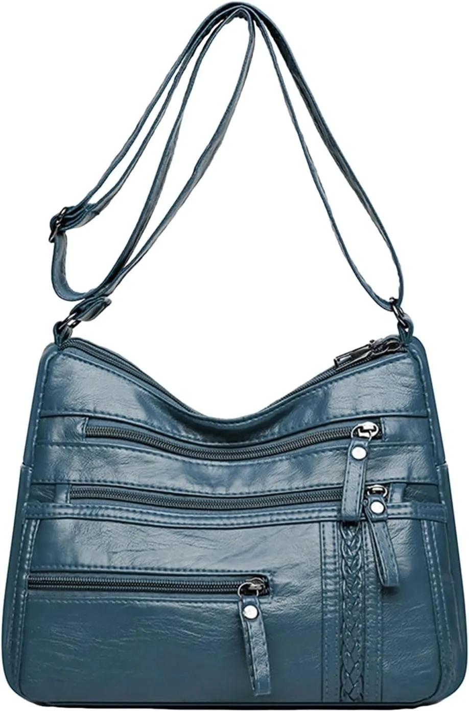 Women's Canvas Tote Bags with Zipper Stadium Crossbody Messenger Bags for Concerts Sporting Events Gifts for Mom(Blue)