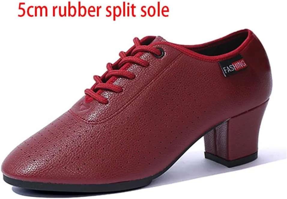 Women's Casual Dance Shoes, Middle Heels Latin Ballroom Dancing Shoes Rubber Full Sole Salsa Dance Dance