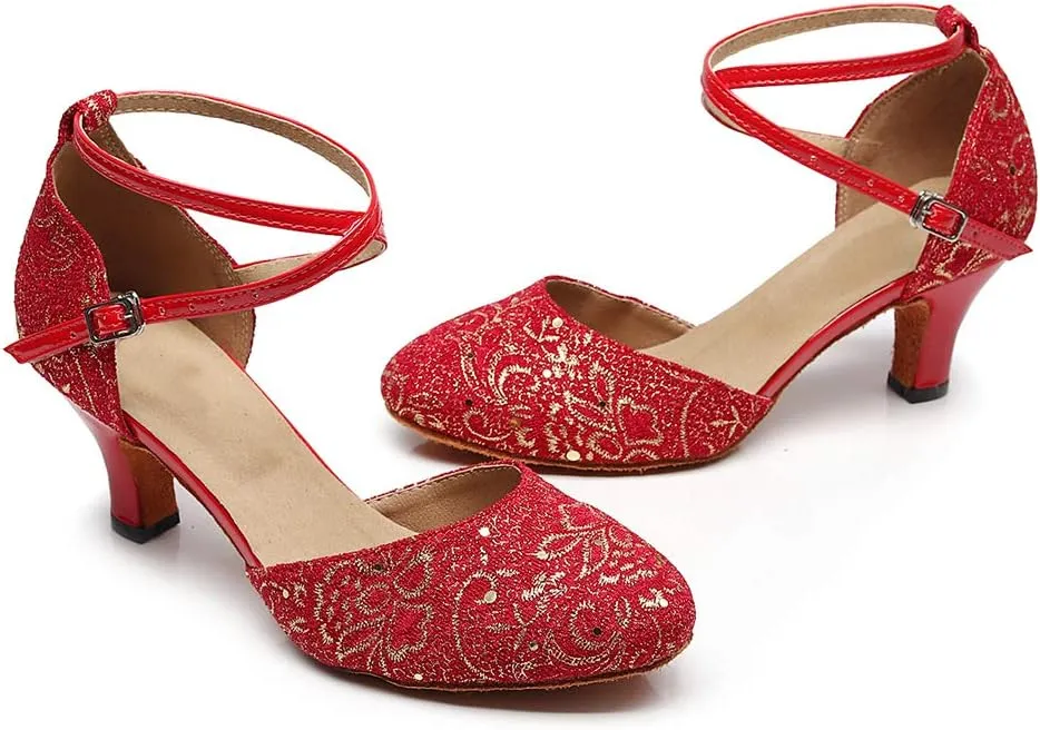 Women's Closed Toe Satin Salsa Tango Ballroom Latin Dance Shoes,Model 1003