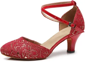 Women's Closed Toe Satin Salsa Tango Ballroom Latin Dance Shoes,Model 1003