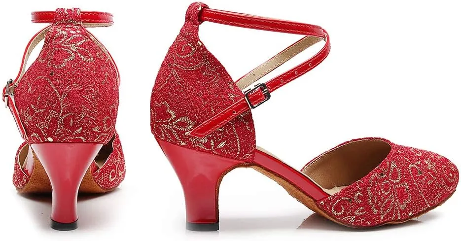 Women's Closed Toe Satin Salsa Tango Ballroom Latin Dance Shoes,Model 1003