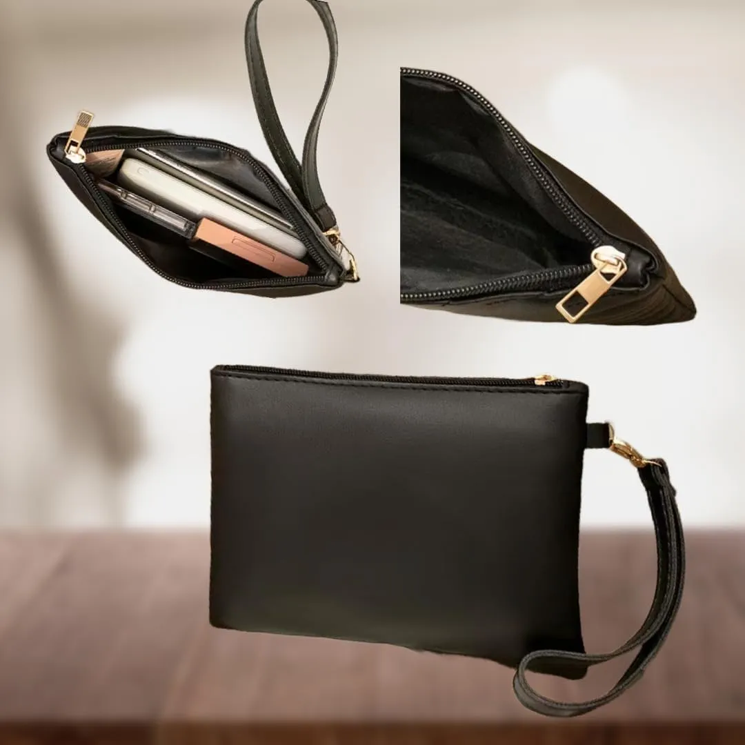 Women's Designer leather luxury Wristlet Quilted Classic design Clutch Purse lightweight Medium sized wristlet Zipper wallet