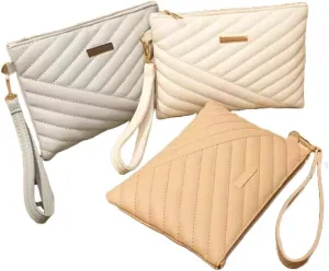Women's Designer leather luxury Wristlet Quilted Classic design Clutch Purse lightweight Medium sized wristlet Zipper wallet