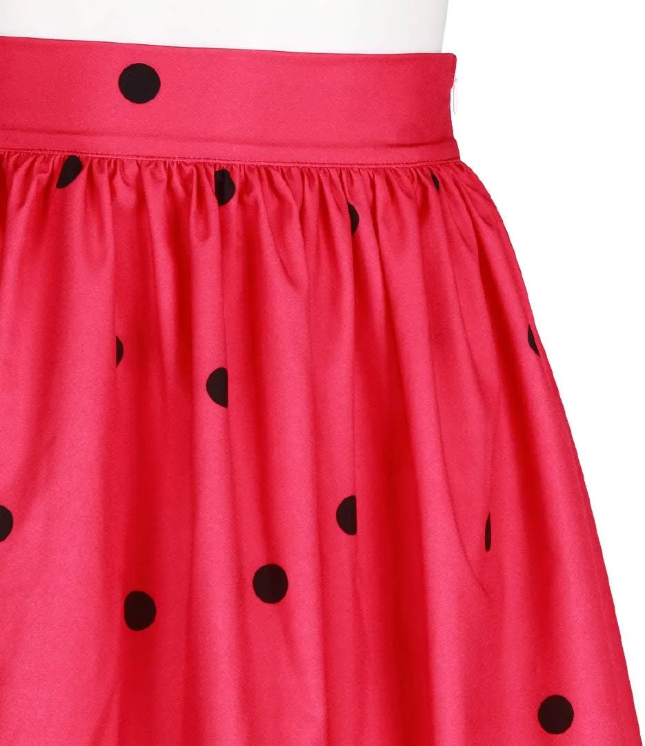 Women's Digital Print High Waisted A-Line Pleated Vintage Midi Skirts